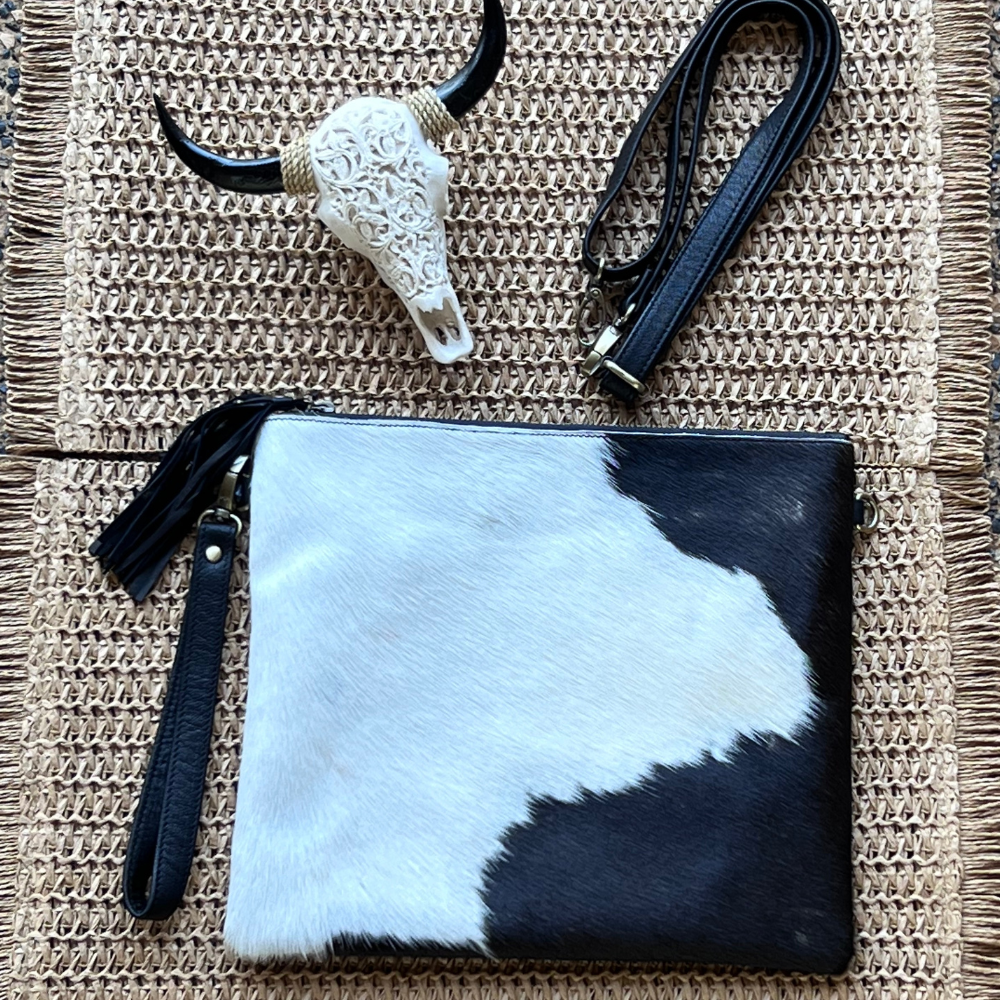 Branded TT Cowhide Clutch- Large