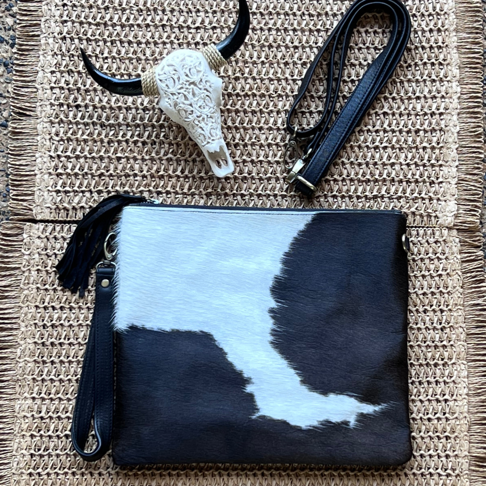 Branded TT Cowhide Clutch- Large